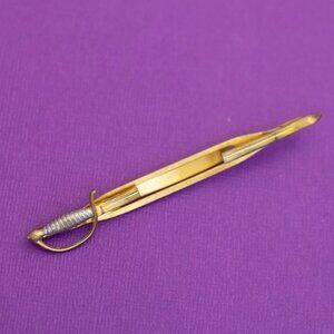Vintage Elegant Falchion Sword Gold Tone Tie Clip by Swank - Q28